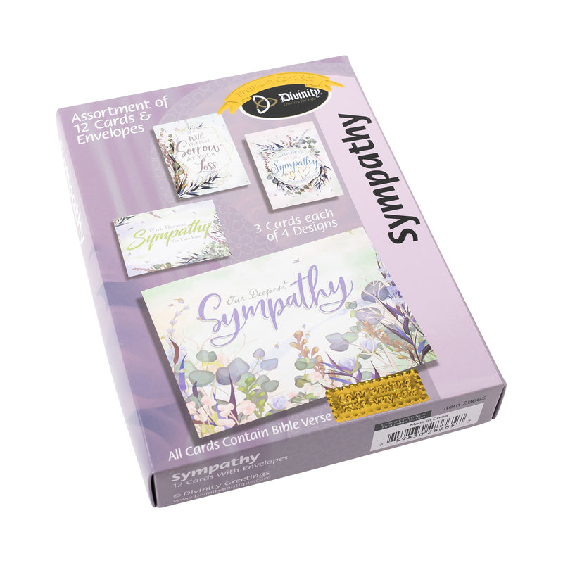Boxed Sympathy Cards - Watercolor Grass - Set of 12
