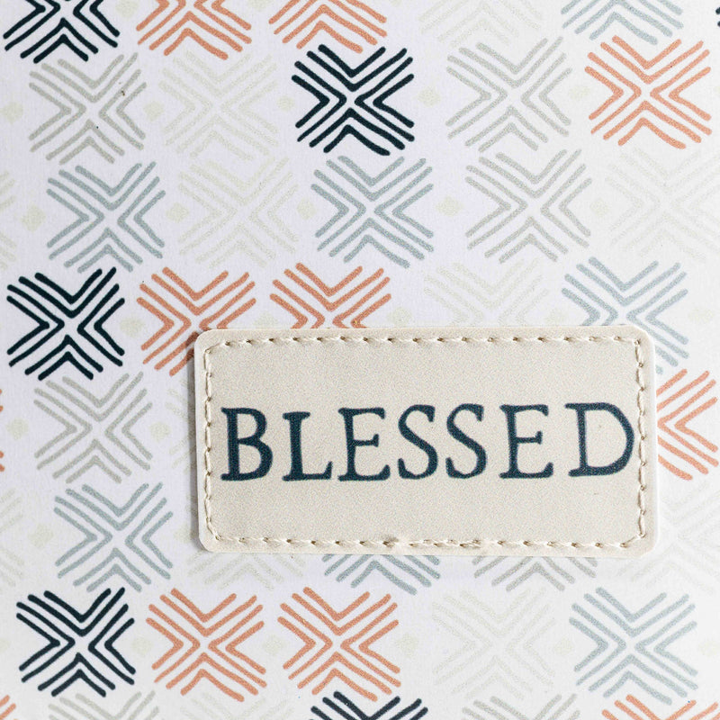 Divinity Boutique Bible Cover - Blessed - Gray and Pink Boho Pattern, Large for Women & for Men