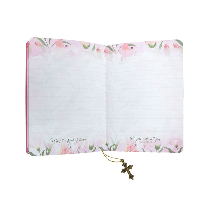 Dangle Journal : Leather Wrapped Pink Cross, Cross Charm