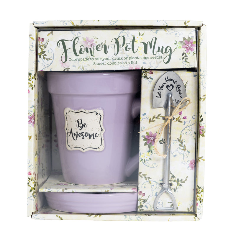 Lilac Flower Pot Mug w/Scripture - “Be Awesome”