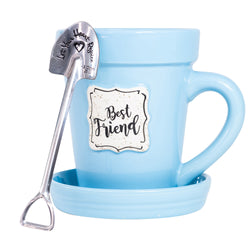 Blue Flower Pot Mug - “Best Friend”