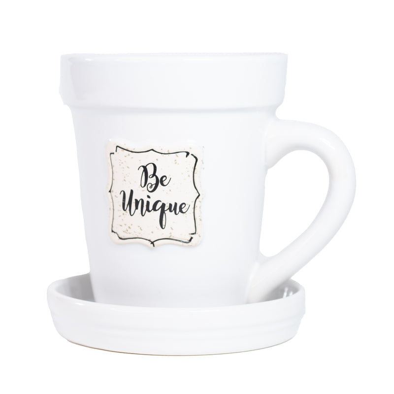 Divinity Boutique White Flower Pot Mug w/Scripture - Be Unique