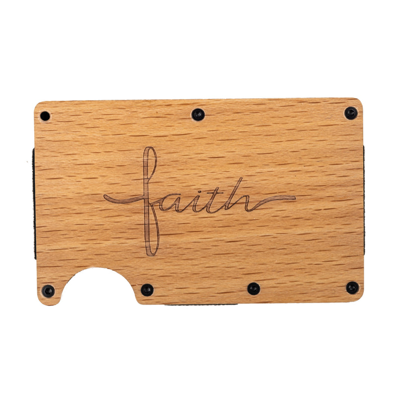 Engraved Hardwood RFID Money Clip-Faith