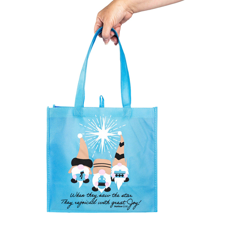 Eco Tote: Christmas-Blue-3 Wise Gnomes