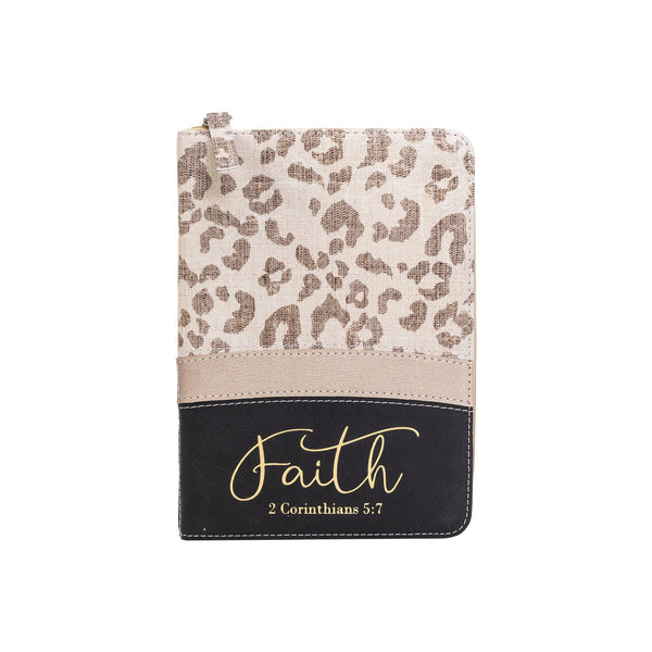 Zippered Journal: Leopard w/Metallic Gold Faith