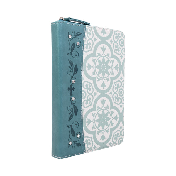 Zippered Journal: Teal tile w/Gem